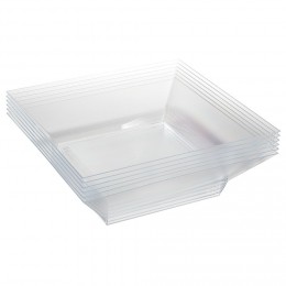 Saladier plastique carré transparent 22x22xH6,2 cm x12