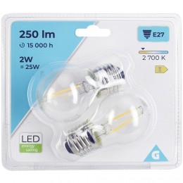 Ampoule LED à filament E27 G45 lumière chaude 250lms x2
