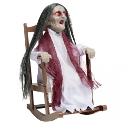 Vieille dame sur chaise animée Halloween
