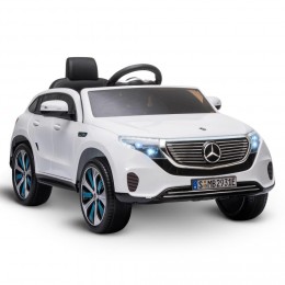 Voiture véhicule électrique enfants 12 V - V. max. 5 Km/h effets sonores + lumineux Mercedes EQC 400 4matic blanc
