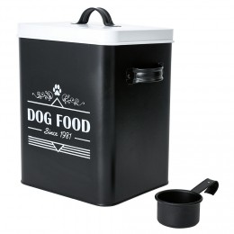Boîte à croquette pour chien en métal noir