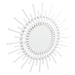 Miroir soleil en bois blanc Ø48,5 cm