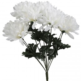 Piquet chrysanthème H44 cm blanc - Fleur artificielle 9 têtes