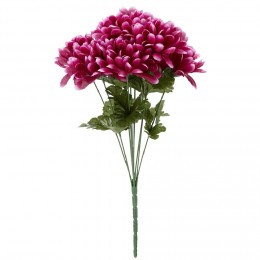 Piquet chrysanthème H44 cm violet - Fleur artificielle 9 têtes