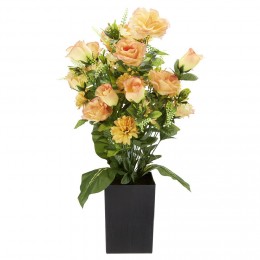 Pot rose H74 cm orange - Fleur artificielle