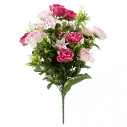 Piquet de fleurs artificielles rose H68 cm