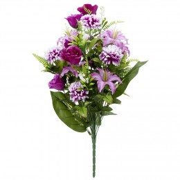 Piquet de fleurs artificielles violet H68 cm