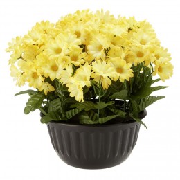 Pot mini marguerite H38 cm jaune - Fleur artificielle
