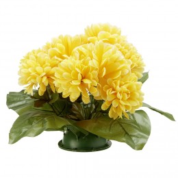 Coussin Chrysanthème artificiel 15 têtes jaune