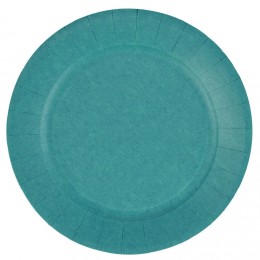 Assiette en carton bleu canard biodégradable Ø23 cm x10