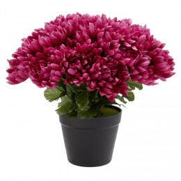Pot chrysanthème H35 cm violet - Fleur artificielle 29 têtes