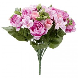 Piquet rose+lys+pivoine+pâquerette H45 cm rose - Fleur artificielle 36 têtes