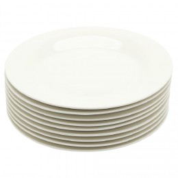 Assiette ronde plate céramique uni blanc x10