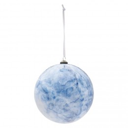 Boule de Noël design boréal bleu et blanc Ø12 cm