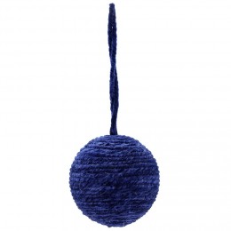Boule de Noël laine enroulée bleue Ø8 cm