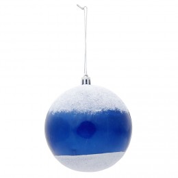 Boule de Noël neige blanche bleue Ø10 cm