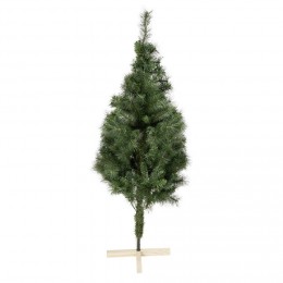 Sapin de Noël vert effet touffu avec pied en bois H180 cm