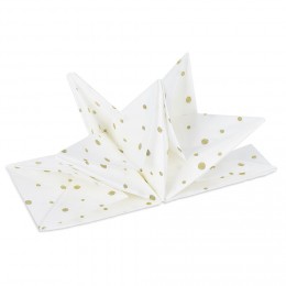 Serviette origami en papier blanc motif pois dorés x12