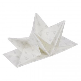 Serviette origami  en papier motif sapin blanc argenté x12