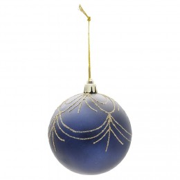 Boule de Noël bleu et doré Ø8 cm