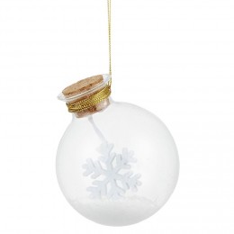Boule de Noël flocon de neige en verre Ø8x10 cm