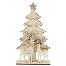 Décoration de Noël sapin et renne en bois à poser