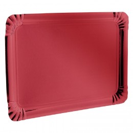 Plateau rectangulaire en carton rouge x5