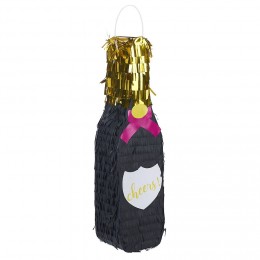 Piñata forme bouteille noir et doré