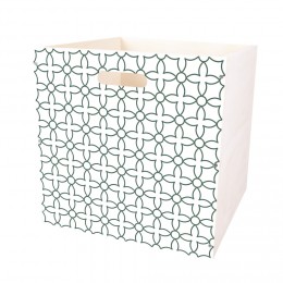 Casier Box Cube bois motif géométrique 30x30x30cm