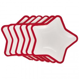 Assiette carton étoile blanc avec liseré rouge x10