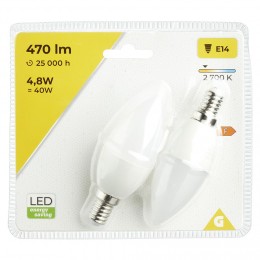 Ampoule LED E14 C35 470lms x2