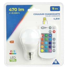 Ampoule LED E14 G45 couleurs changeantes avec télécommande 470lms