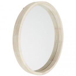 Miroir rond cadre en bois beige Ø52cm