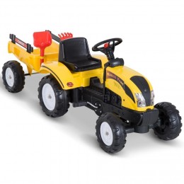 Tracteur à pédales Ranch Trac avec remorque pelle et rateau jeu de plein air enfants 3 à 6 ans jaune noir