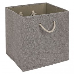 Panière cubox tissé gris avec anse en corde