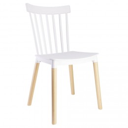 Chaise Lida pieds en bois naturel et blanc x2