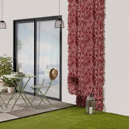 Mur végétal 4 carreaux feuille d'érable artificiel rouge