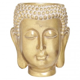 Pot tête de bouddha en résine doré