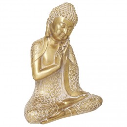 Bouddha assis prière résine doré H40,5 cm