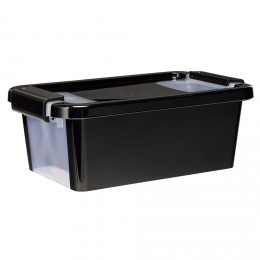 Boîte de rangement avec couvercle noir transparent 4L