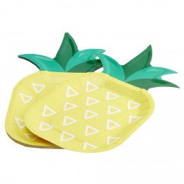 Assiette en carton motif ananas x10