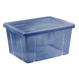 Boîte de rangement bleu avec couvercle 30L