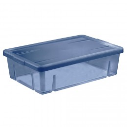 Boîte dessous de lit en plastique bleu 28L