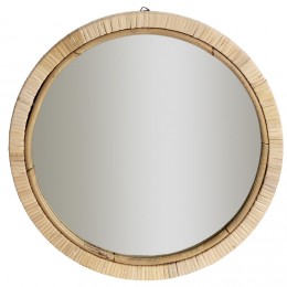 Miroir rond contour rotin naturel