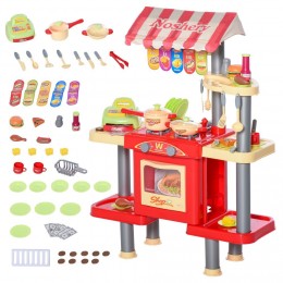 Cuisine pour enfant jeu d'imitation de la marchande 2 en 1 - 50 accessoires inclus effets sonores rouge