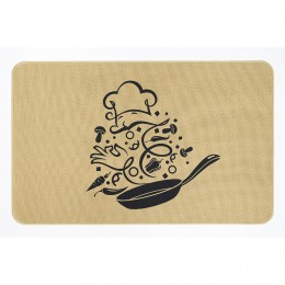 Tapis de cuisine effet lin motif cuisine 80x50 cm