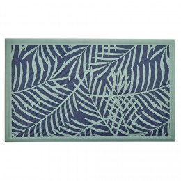 Tapis d'extérieur imprimé feuillage vert et bleu 75x45 cm