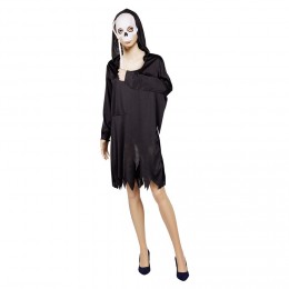 Déguisement adulte Halloween squelette robe et masque à tenir Taille S