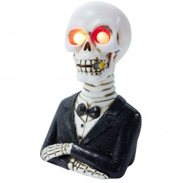 Squelette gentleman Halloween LED polyrésine noir et blanc