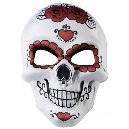 Masque squelette adulte jour des morts calavera fleur rouge et noir